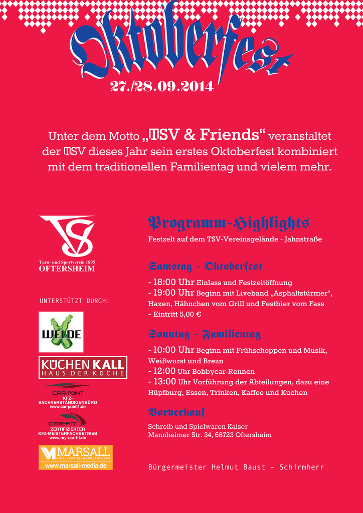 Plakat Oktoberfest / Familientag 2014 (TSV Oftersheim)
