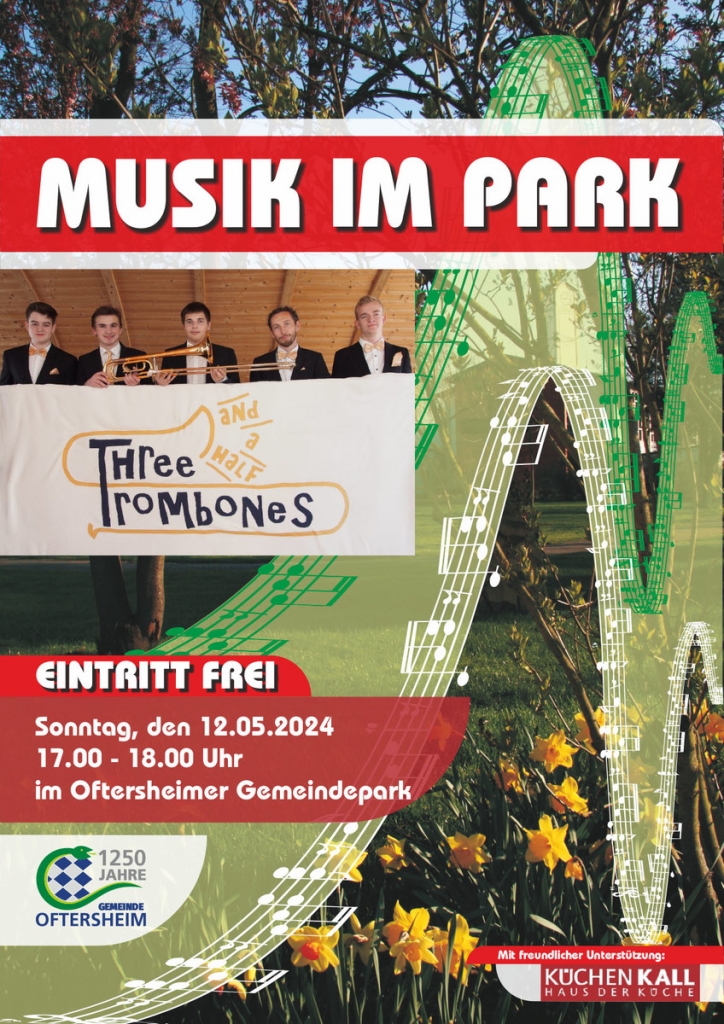 Musik im Park mit den Three and a half Trombones - Veranstaltungsplakat