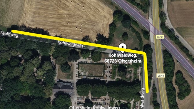 Die Karte zeigt, wo der Kohlwaldweg am Friedhof zeitweise gesperrt wird.