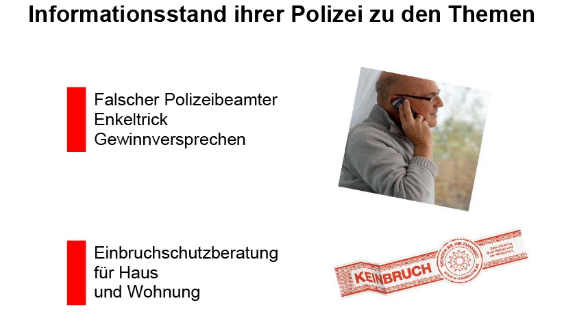 Plakat der Polizei mit dem Hinweis auf eine Info-Veranstaltung am 26.10.2022 zu Einbruchschutz und Trickbetrügern