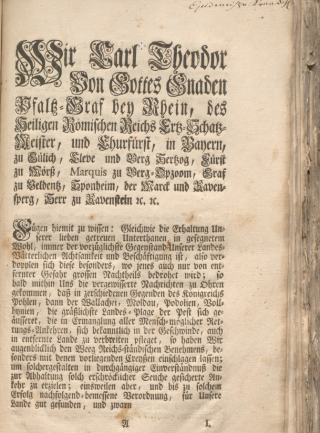 Edikt Carl Theodor vom 11. Oktober 1770