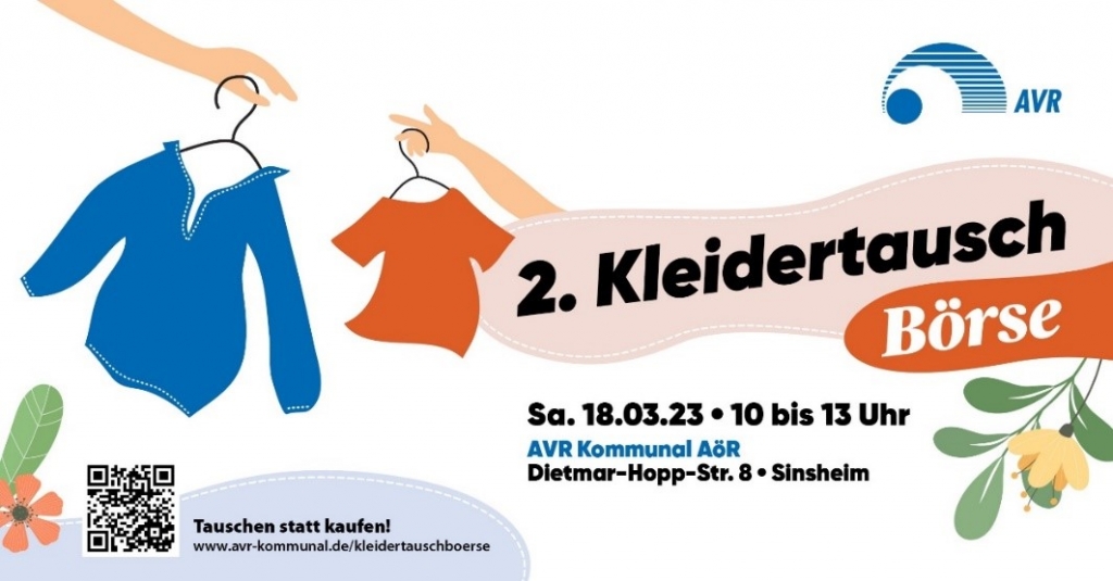 Die AVR organisiert am 18. März 2023 die zweite Kleidertauschbörse (Plakat AVR).